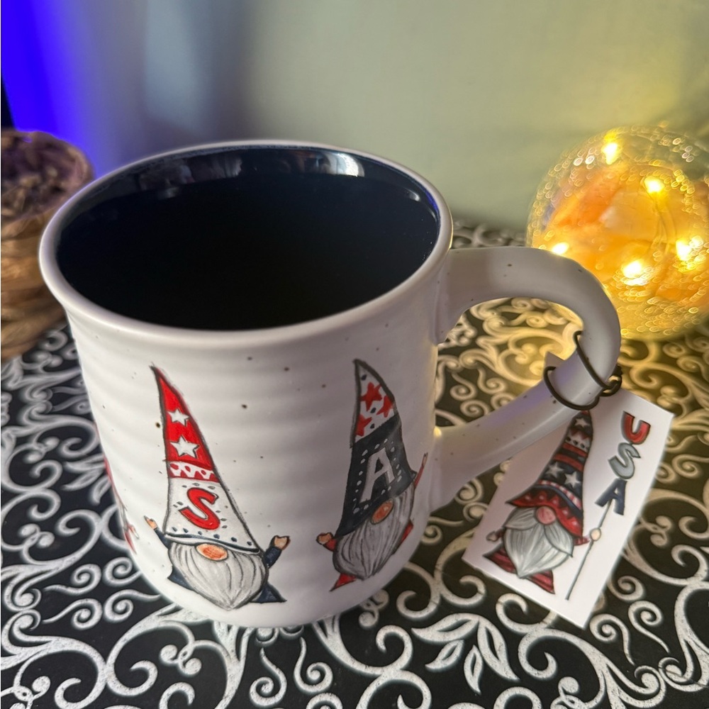 Festive Gnome Ceramic Mug - Red, White, and Black